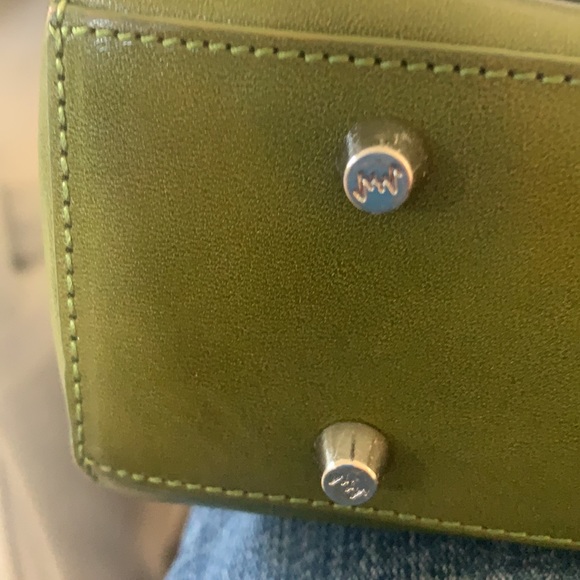 EUC leather baguette bag zip top AVOCADO Mid-size - Picture 13 of 16